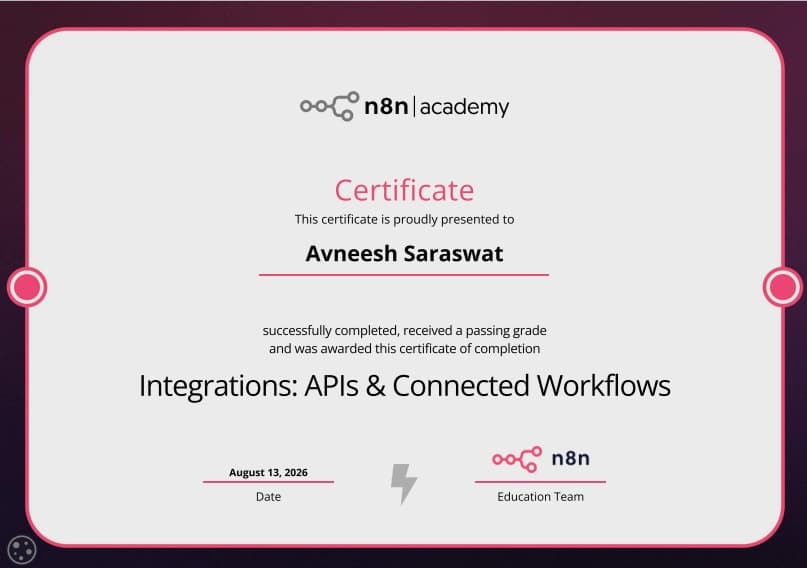 Integrations: APIs & Connected Workflows certificate
